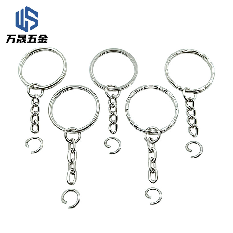 in stock wholesale toy chain aperture twist chain 25mm flat ring with button chain Diy jewelry accessories wreath key chain