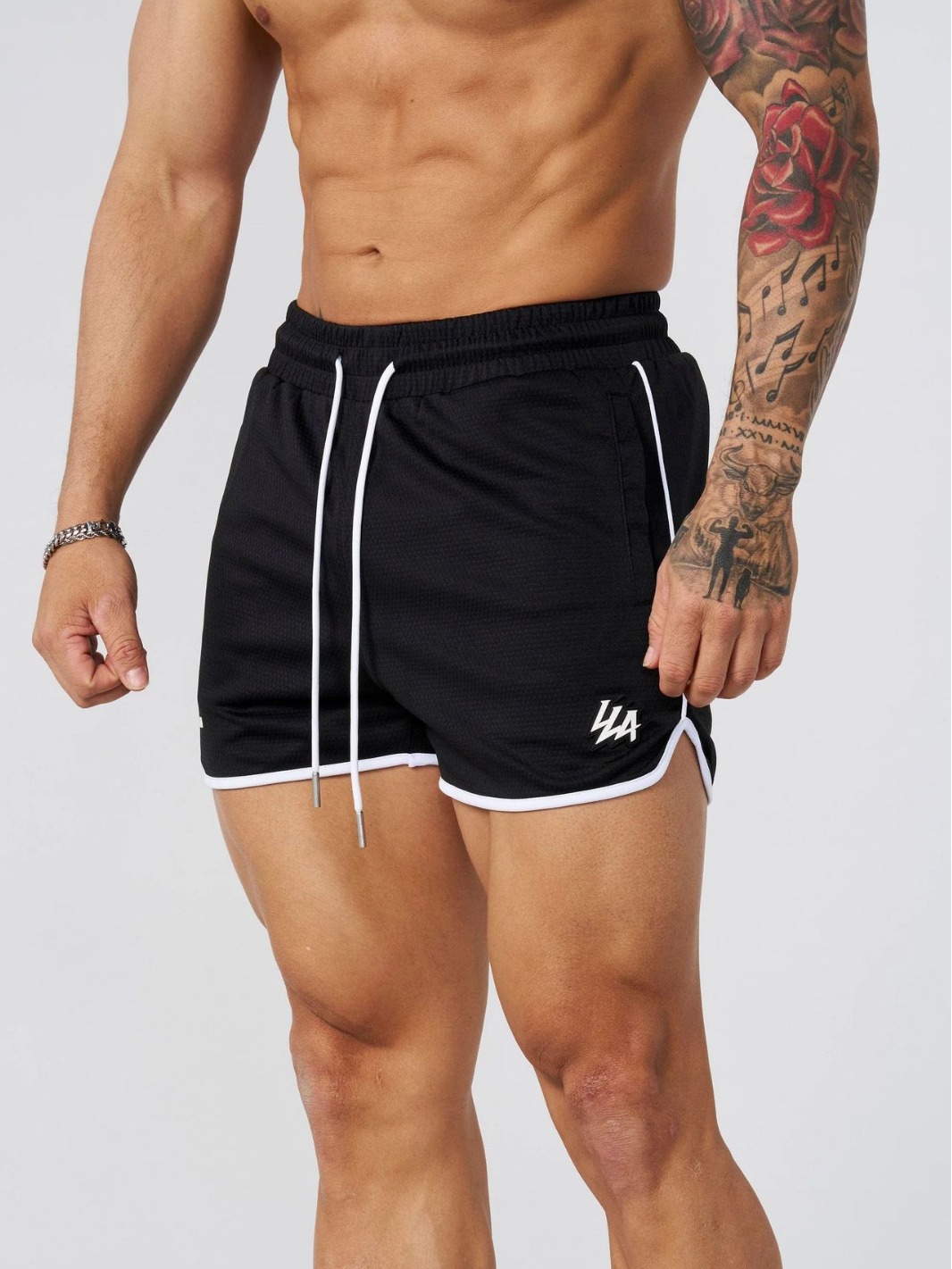 YOUNGLA Men's Shorts Fine Mesh Quick-drying Breathable Printed Casual Shorts Outdoor Running Training Beach Pants