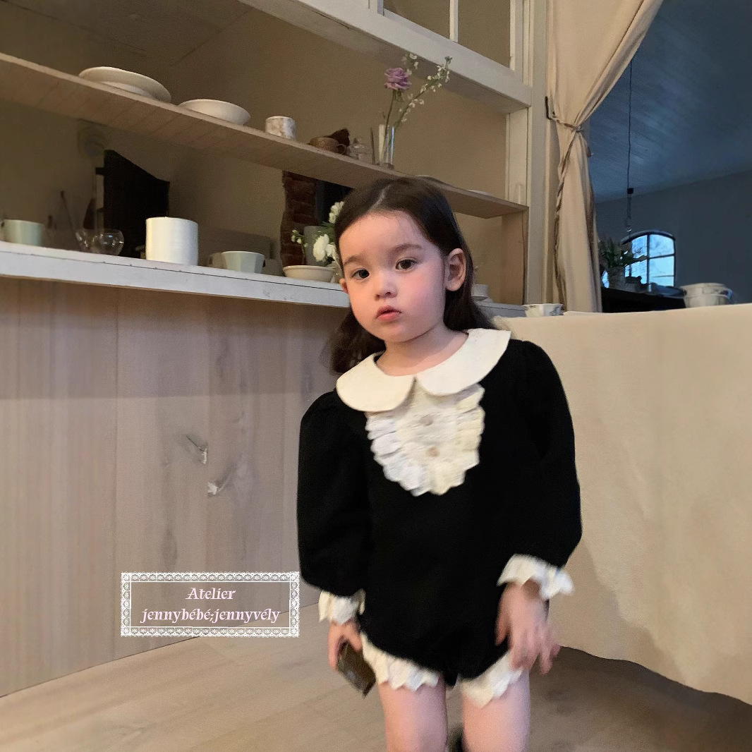 Picture of Jenny's 2025 New Autum Style Infant Hepburn Style Romper Korean Style Baby Girl Lace Princess Harem