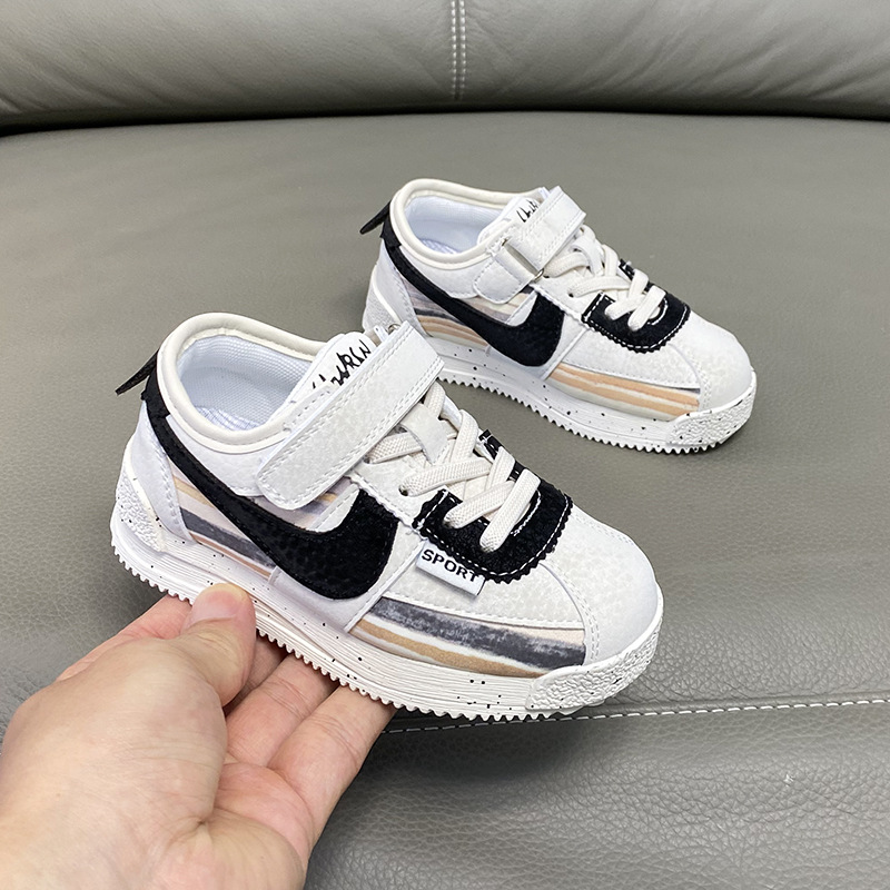 Children's sneaker 2025 Spring New Girls' Soft Sole Board Shoes Korean Style Trendy Brand Boys' Genuine Leather Casual Forrest Gump Shoes