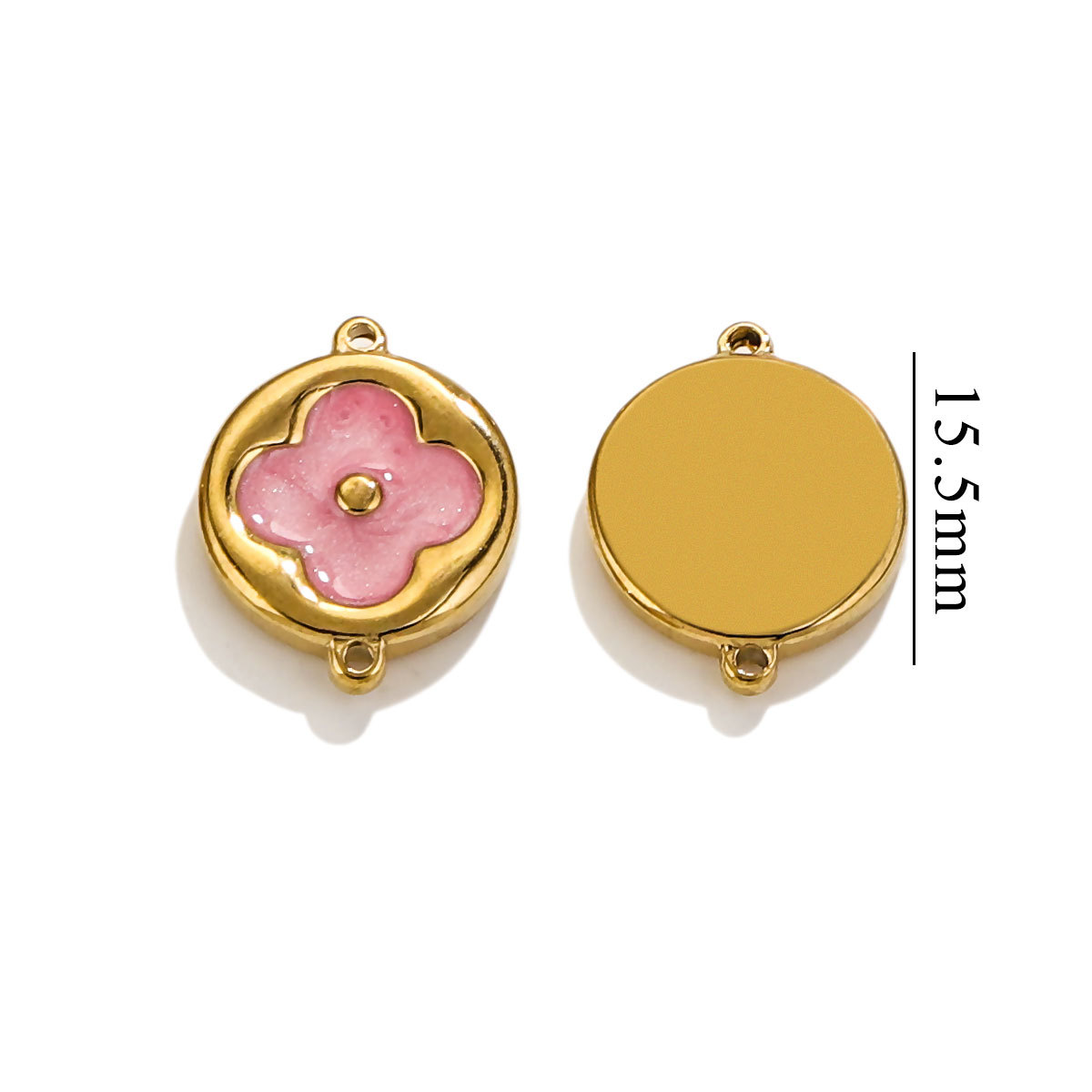 Picture of Spot Wholesale Strong Color Retention Electroplating 18K Gold-Plated Inlaid Four-Leaf Clover Double Hanging Bracelet Necklace DIY Jewelry Accessories