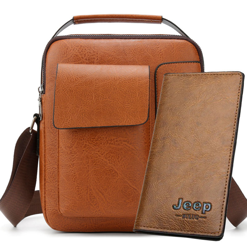 Men's Handbag Jeep Leather Export Middle East Europe and America Shoulder Bag Casual Fashion Messenger Bag Retro Men's Bag