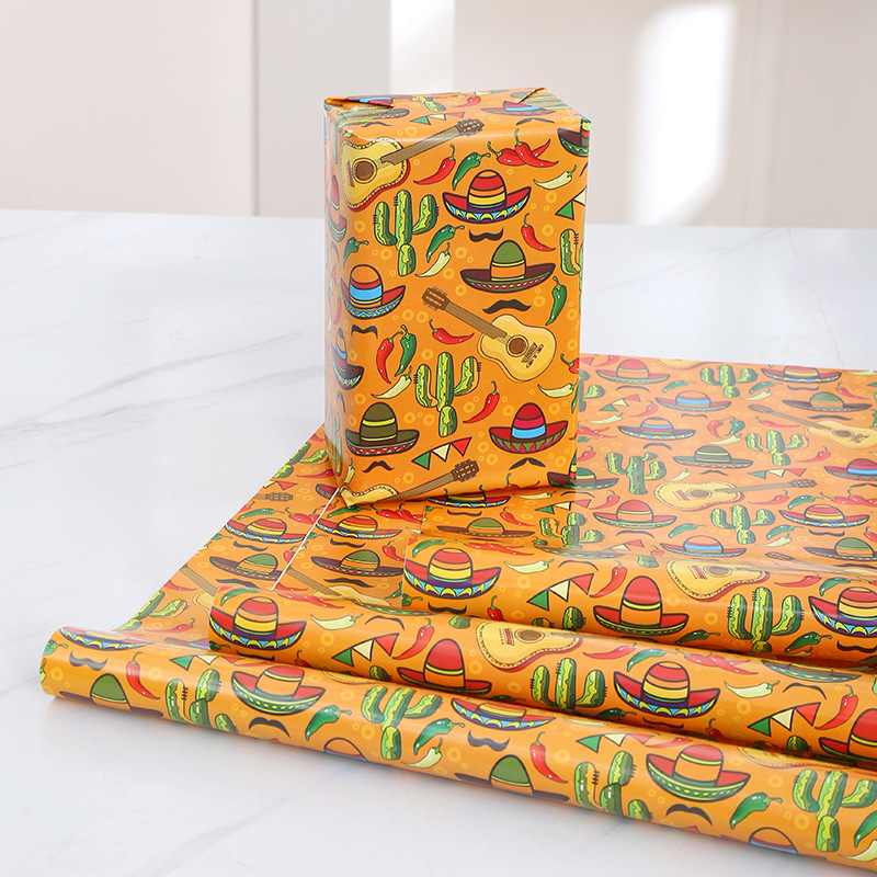 Cross-border hot sale wrapping paper Cartoon Carnival gift box packaging Mexico diy holiday gift wrapping paper wholesale