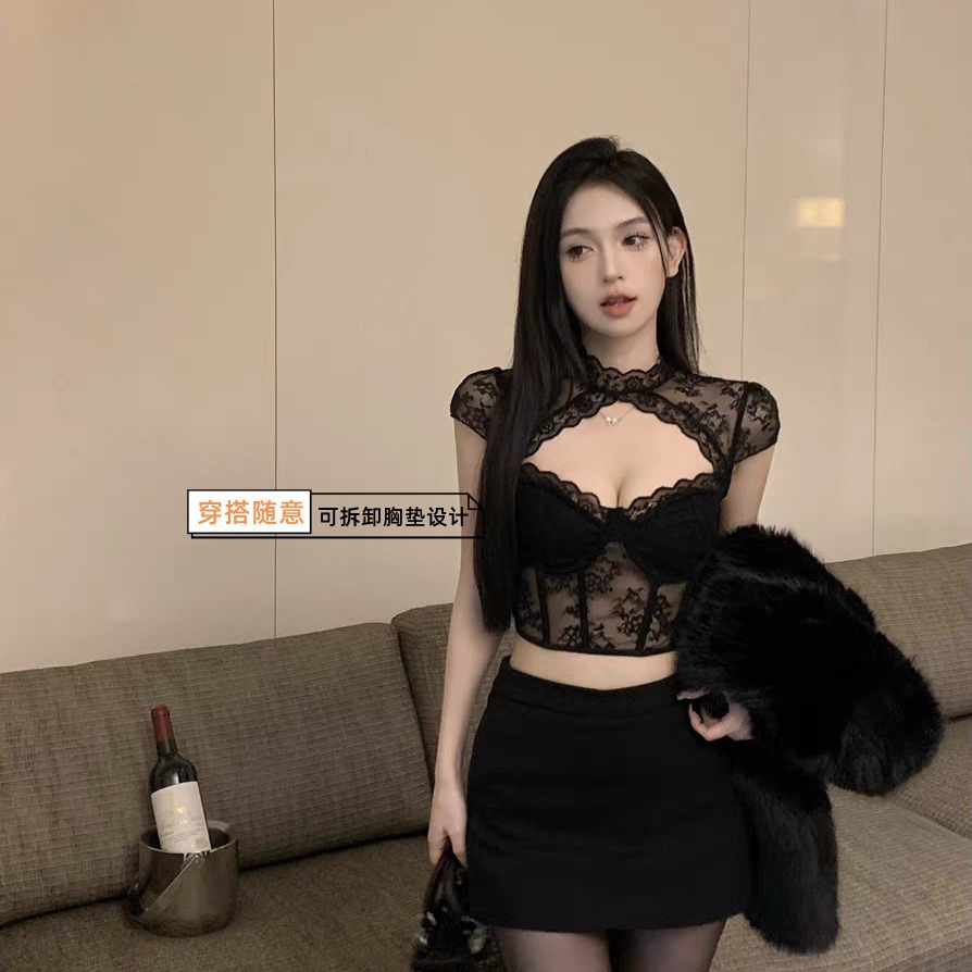 Urban fashion hollow lace Fishbone tight waist slim inner wear cross-border fashion detachable chest pad wrapped chest vest