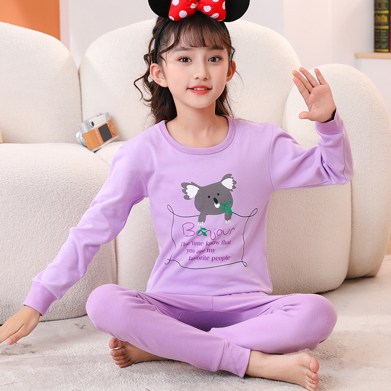 Picture of 2024 Autumn and Winter Children's Round Neck Pure Cotton Home Clothes Pajamas for Boys and Girls Cartoon Autumn Clothes and Autumn Pants Bottoming Underwear Set