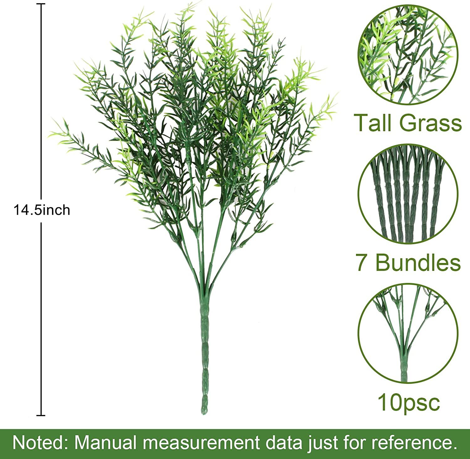 Picture of Cross-border artificial green plant 7 fork plastic flower spring grass rosemary stem Persian Fern eucalyptus inside and outside decorative partition plug