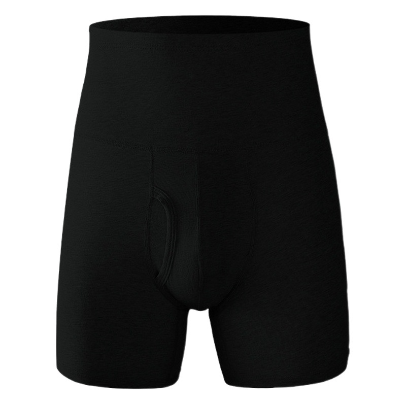 Men's Underwear, Men's Pure Cotton, High-Waisted, Tummy-Tightening, Large Size, Extra Length, Anti-Wear Legs, Fattening, Warm Sports Boxer Briefs
