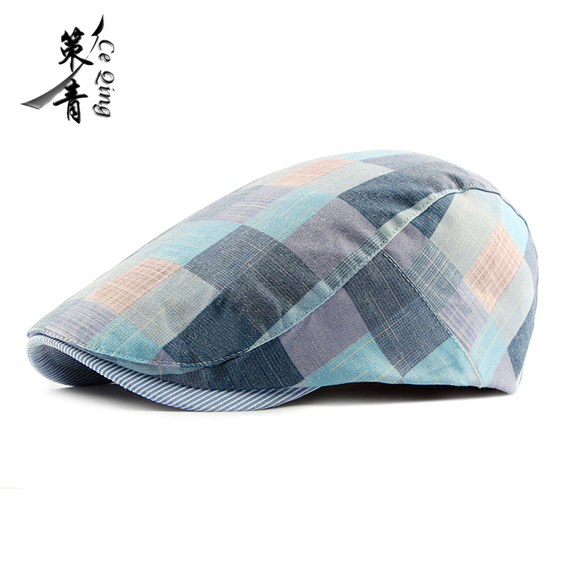 Hat men's spring and summer new Korean Fashion Cap women's British plaid beret outdoor leisure progressive cap