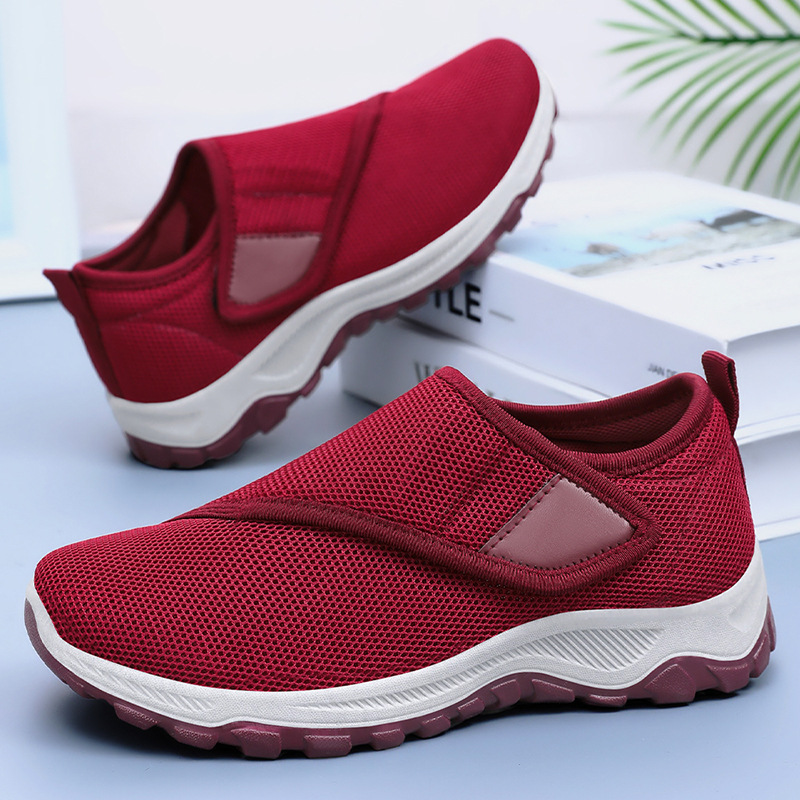 Shoes for Women Summer Mesh Breathable Foreign Trade Women's Shoes Casual Shoes Velcro Feet Wide Feet Fat Walking Mom Shoes Wholesale
