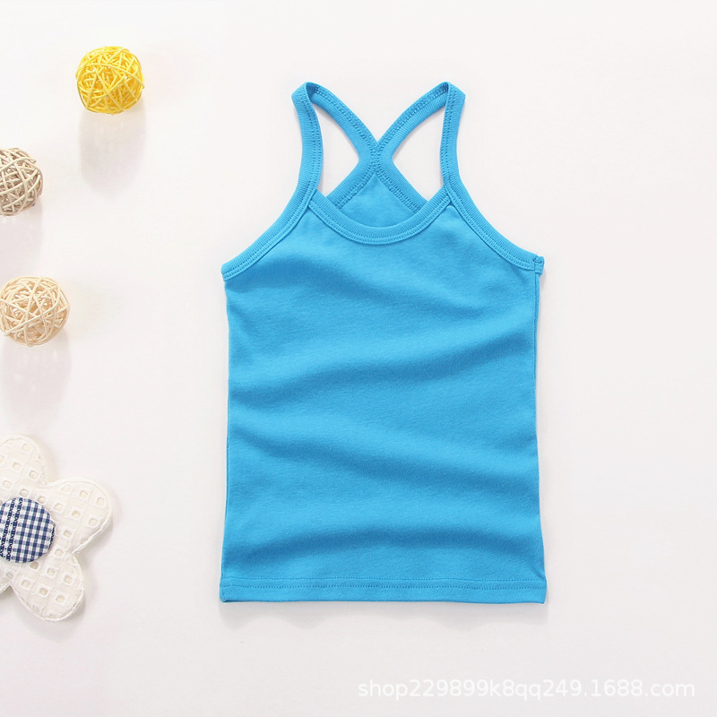 Picture of Children's vest Pure Cotton Boys' I-shaped hurdle girls' small sling children's underwear summer girls' base