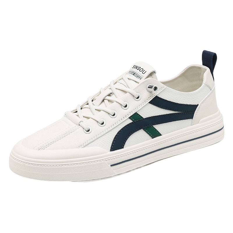Men's Sneakers White Shoes 2024 New Winter Breathable Leather Men's Slip-On Flat Sneakers Breathable and Comfortable