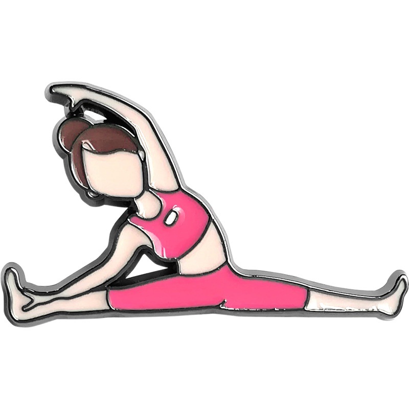 Heroin Di International Yoga Day Fitness Ball Pull Stretch with Brooch Sports Slimming Action Figure Metal Badge