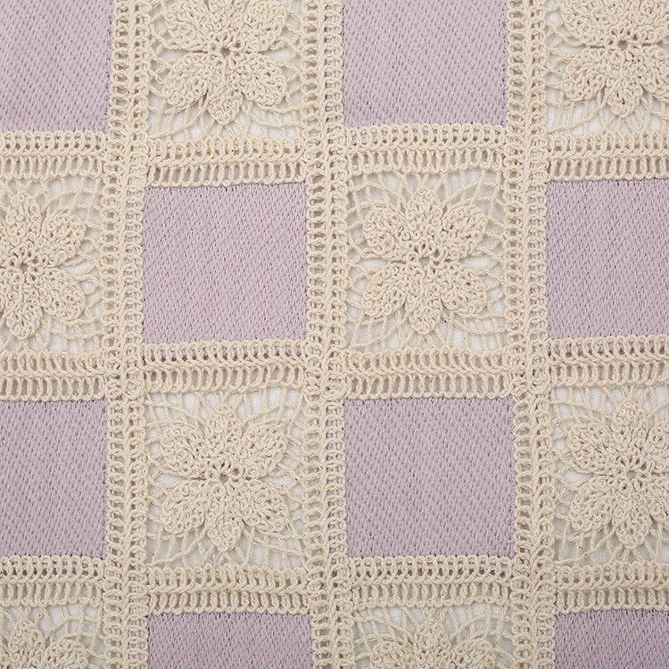 Picture of Factory supply strand hook flower three-dimensional cotton rope chessboard Grace embroidery cloth autumn and winter women's clothing dress fabric