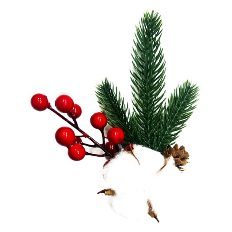 Picture of Cross-Border Christmas Simulation Pine Cone Branches Snowflake Pine Needles Berry Red Fruit Branches Holiday Decoration Cuttings Christmas Pine Needle Bouquet