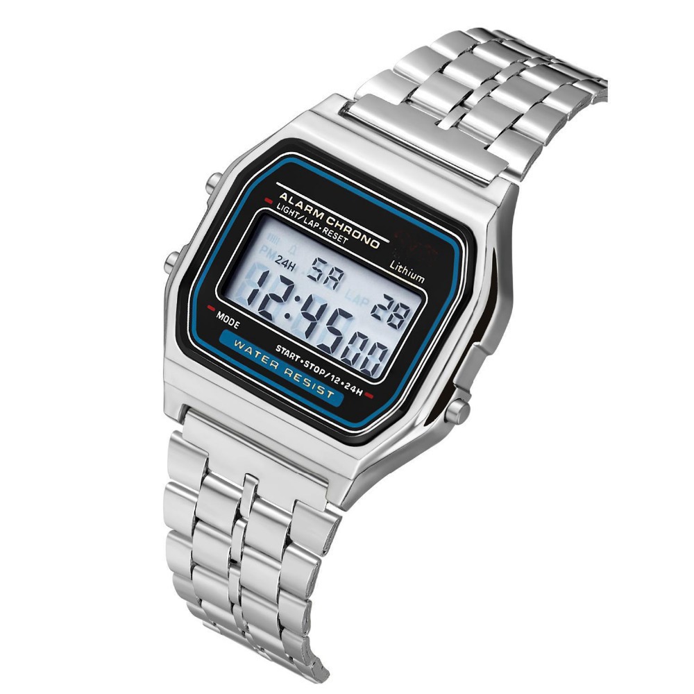 Picture of 2023 steel belt led electronic watch ultra-thin gold and silver Cold Light watch F91W steel belt Harajuku style fashion multi-function table