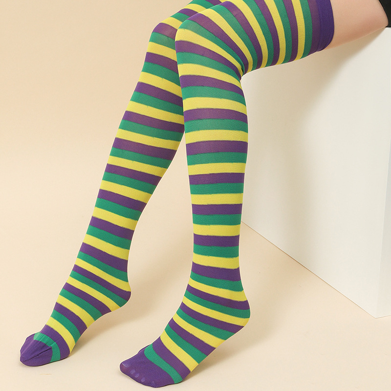 Picture of Halloween Christmas Striped Stockings Party Costume Accessories Over-the-Knee Stockings Striped Pantyhose