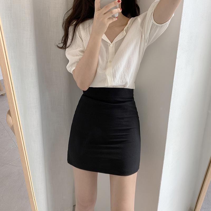 A- Line Skirt New Black High Waist Skirt One-Step Skirt Summer Hip Skirt Slim-Fit Slimming Women's Autumn Skirt Tight