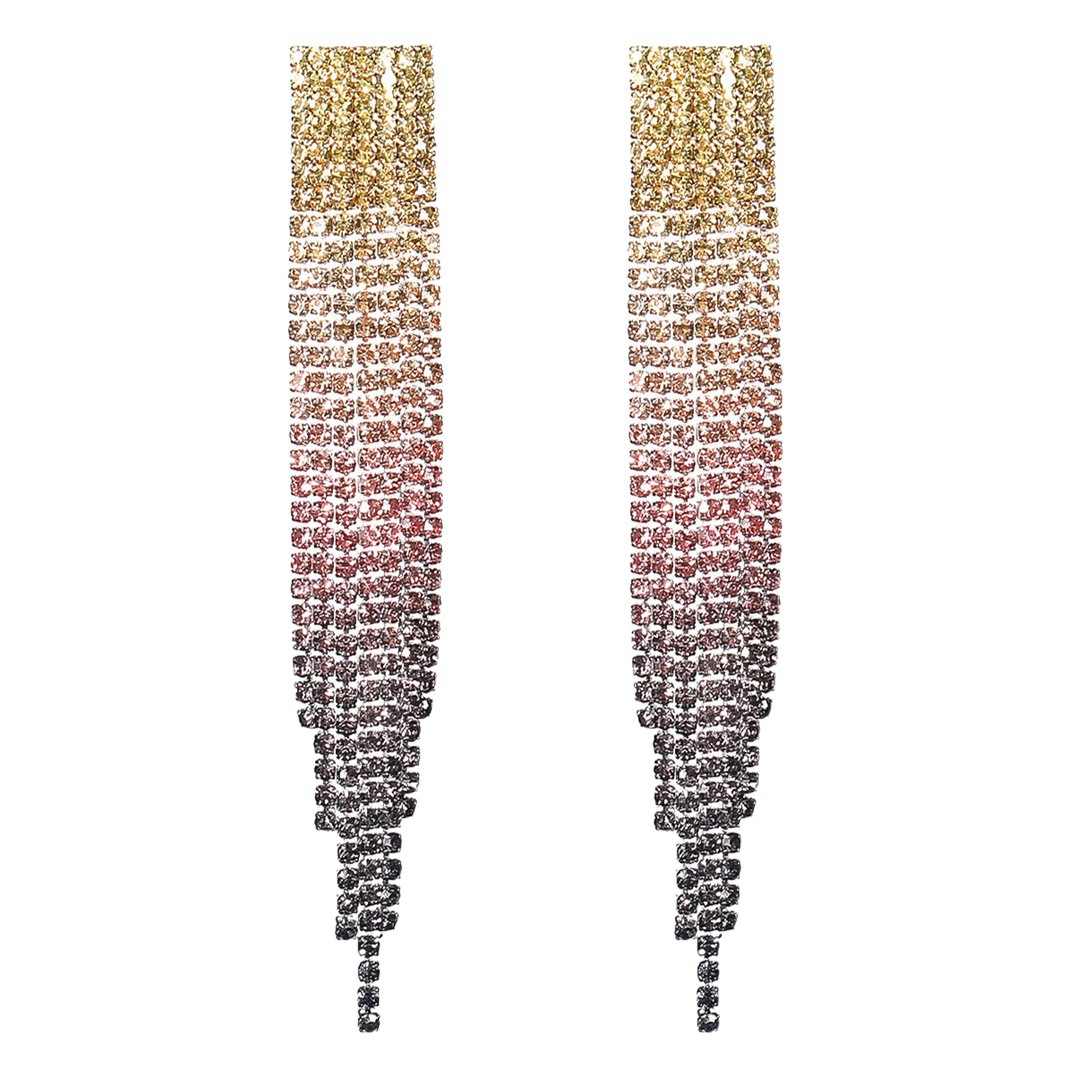 European and American popular super shiny diamond long tassel earrings women's high-grade temperament rhinestone ear Jewelry earrings