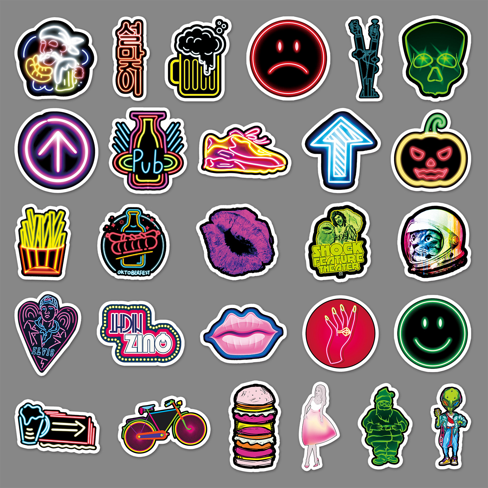 Picture of 53 Neon Graffiti Decoration Personalized Fashion Wholesale Notebook Suitcase Motorcycle Car Waterproof Stickers