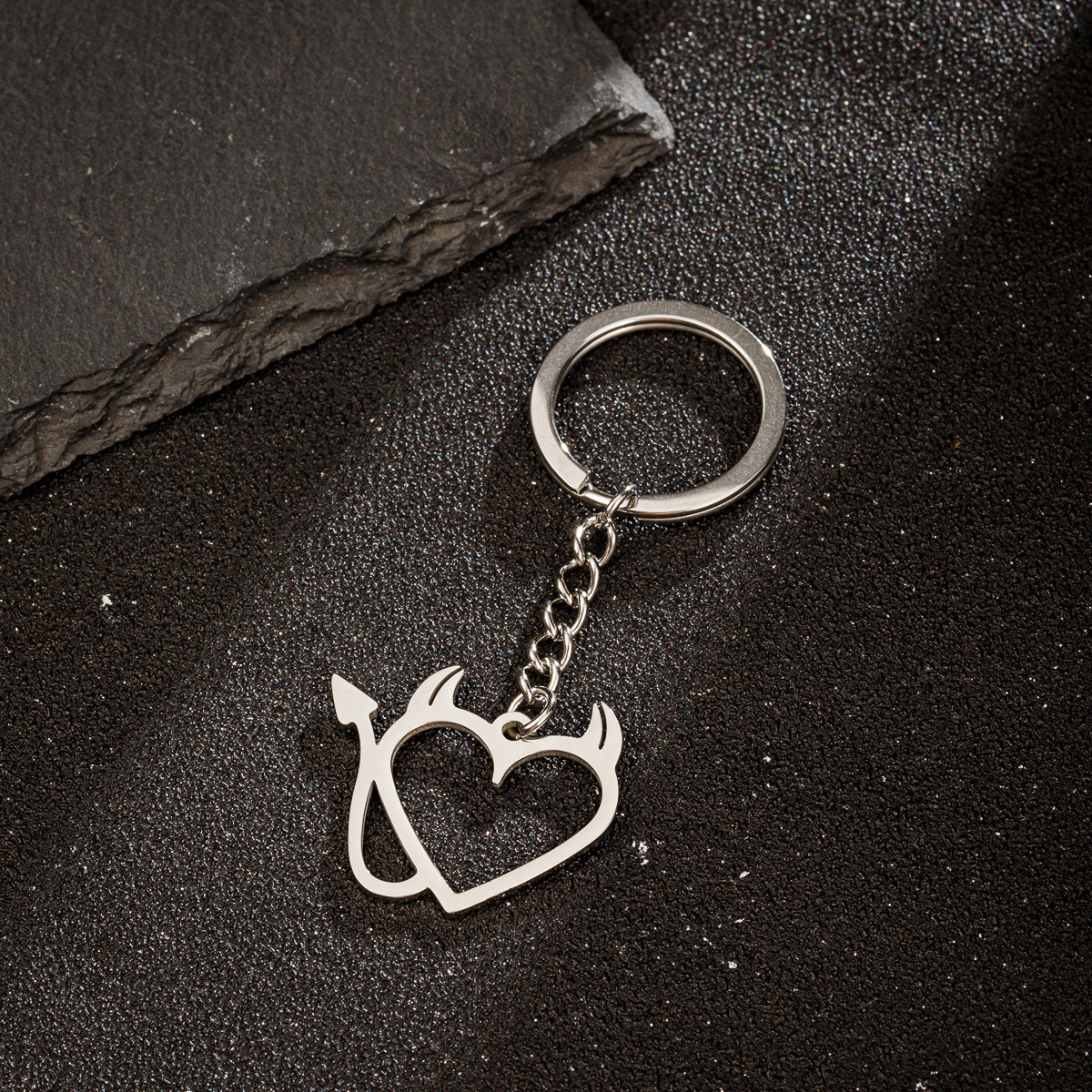 Picture of Japanese and Korean stainless steel metal keychain ins devil love bicycle stethoscope pendant schoolbag pendant in stock