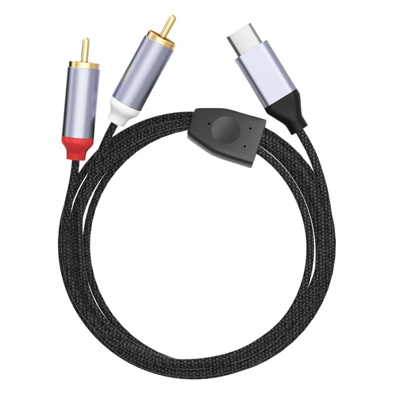 3.5mm to Rca Double Lotus Audio Cable Computer Mobile Phone Cable Typec to Double Rca One-To-Two Audio Cable