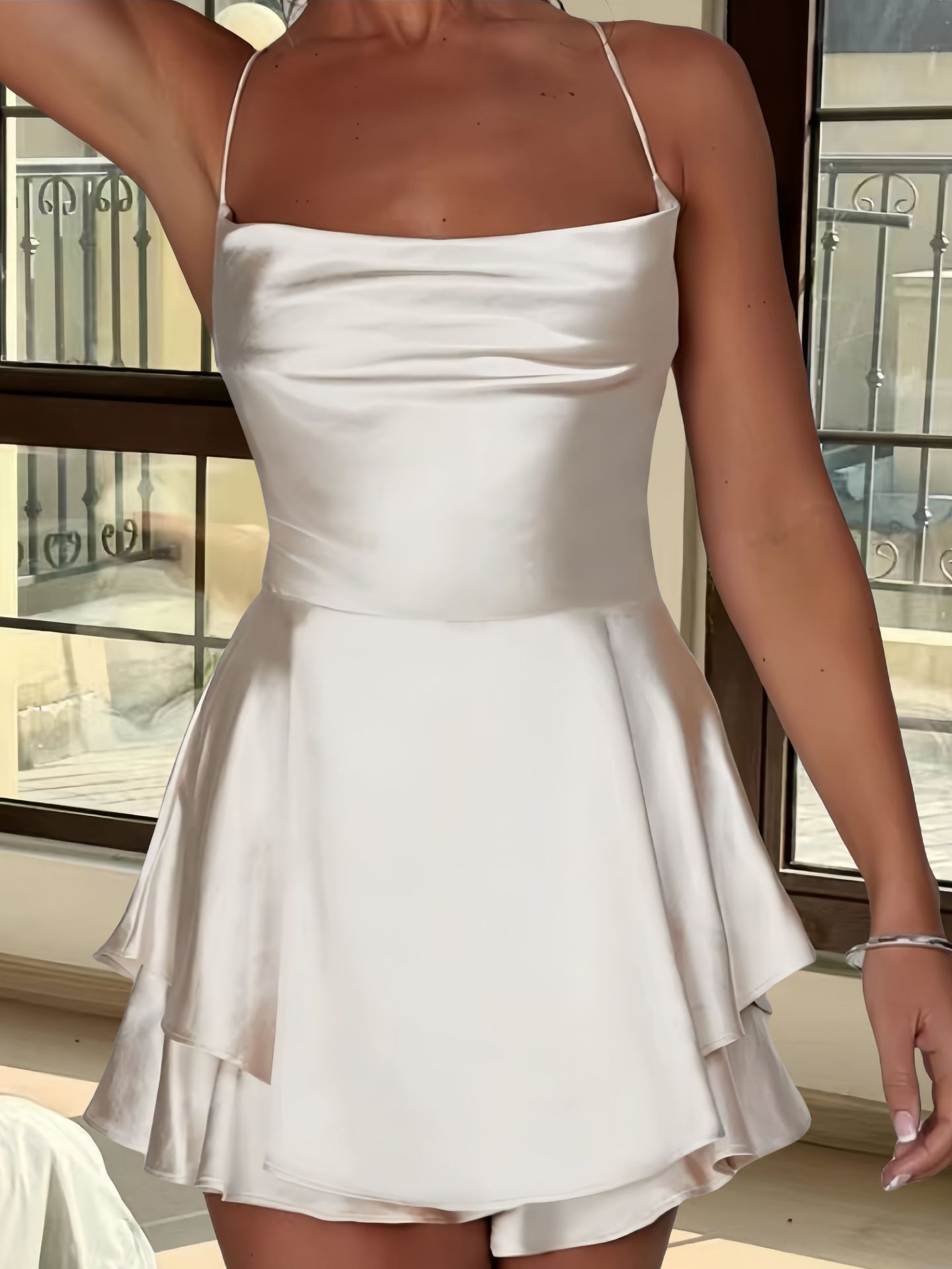 Fashionable Sexy Solid Color Sleeveless Neck dress Women's 2024 Summer and Autumn New Slim-fit Slimming Backless Strap Skirt