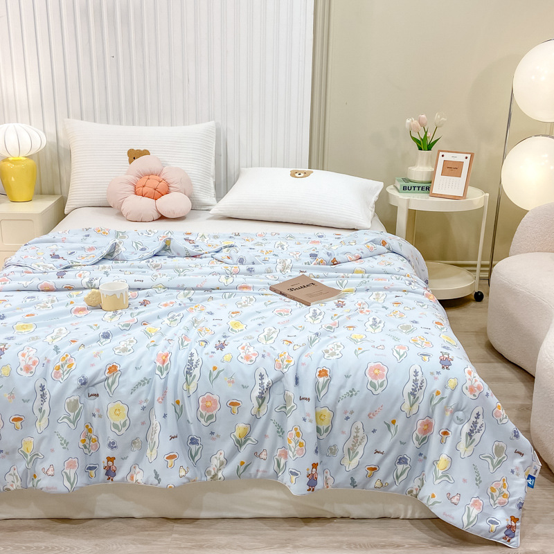Picture of Summer quilt class a maternal and infant grade cool silk summer cool quilt watermelon quilt solid color air conditioning quilt washable summer ice silk thin quilt