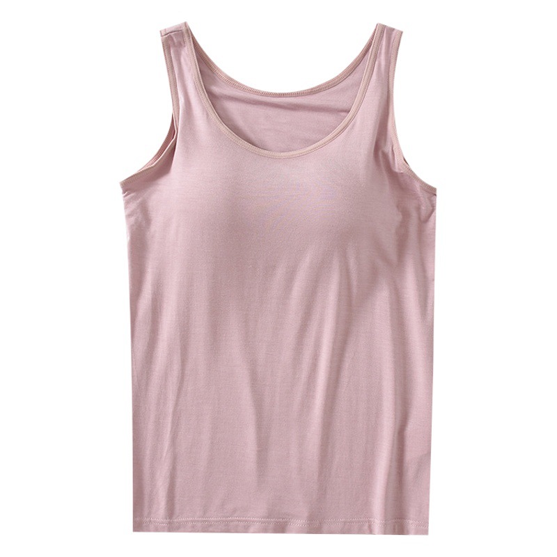 Modal Camisole Vest with Chest Pad No Steel Ring Underwear Base Shirt Women's Cup One-piece Inner Top BRA-T