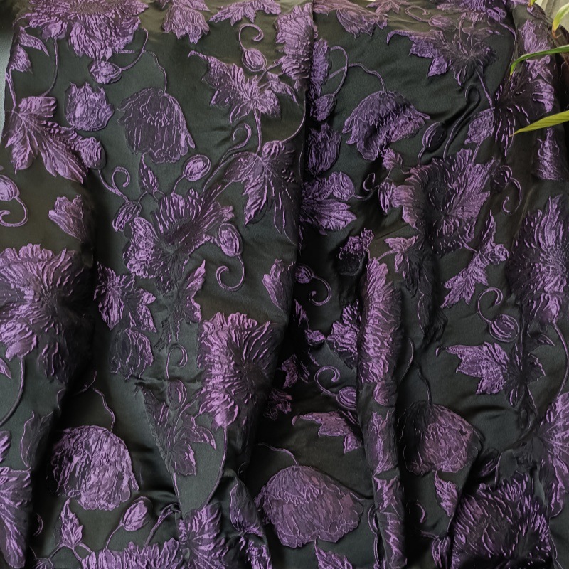 Picture of Concave-convex relief large flower jacquard fabric three-dimensional texture exquisite bright silk dark pattern flower decorative clothing fabric