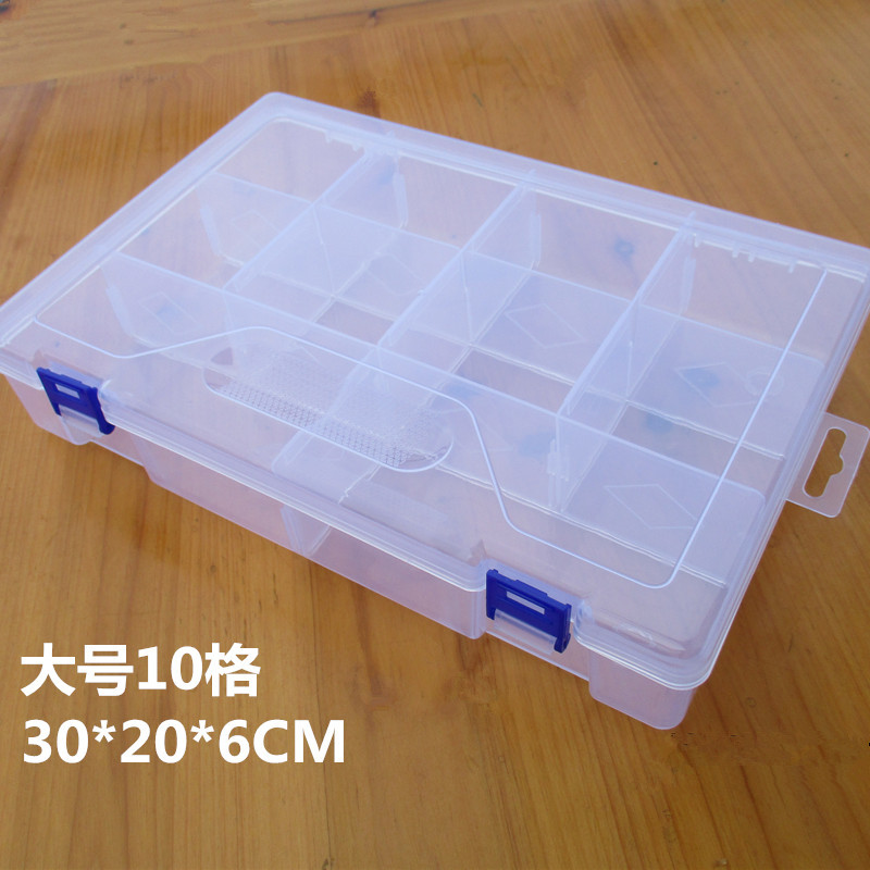 Large 10-compartment Transparent Detachable Partitions Hardware Electronic Components Jewelry Box Tape Stationery Storage Box Plastic Box