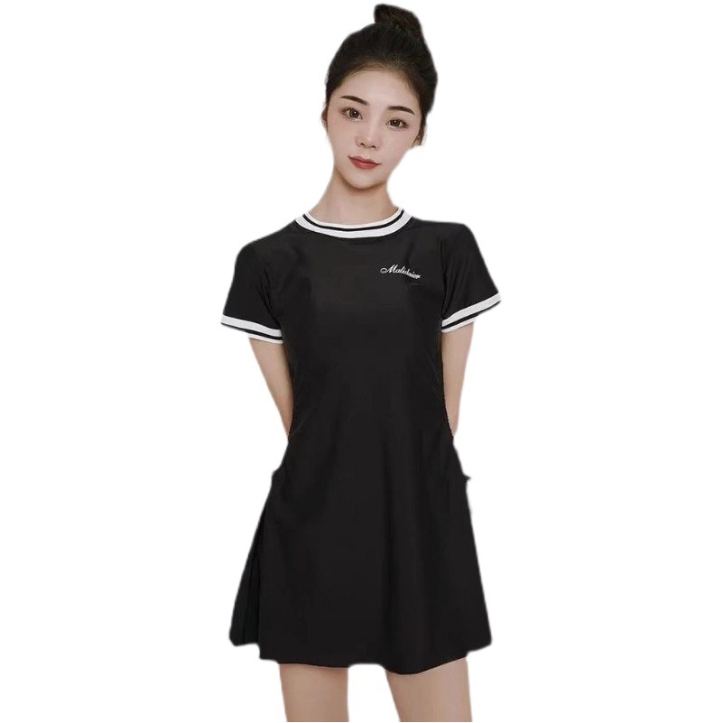 One-piece Swimsuit Female Conservative Sports Hot Spring Internet Popular ins Style Slimming Belly-covering Student Swimsuit High-level Summer
