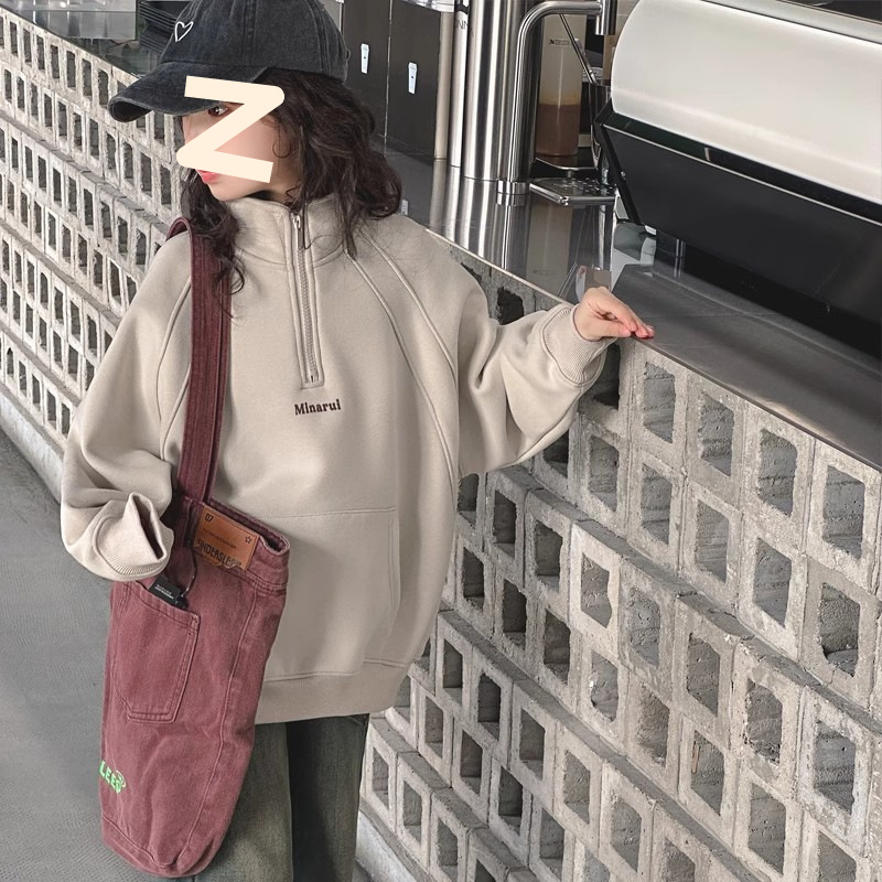 Girls' Autumn Wear High Collar Vertical Collar Sweater 2024 New Style Fashionable Simple Long Sleeve Top for Large Children