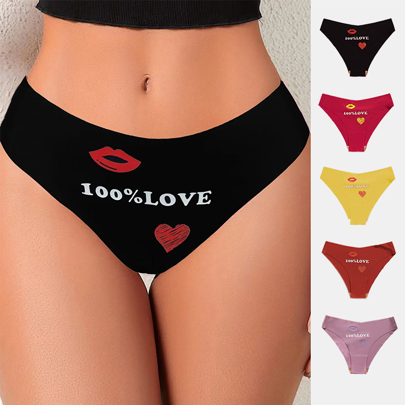 Amazon cross-border explosions love printing seamless bikini panties waist ladies shein briefs wholesale