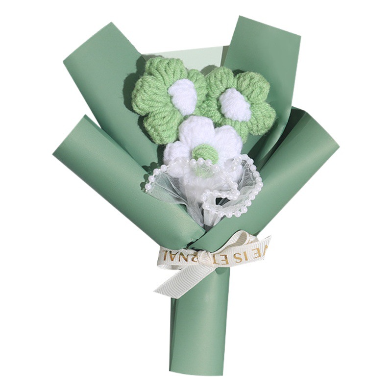 Finished Teacher's Day Mini Bouquet Handmade Woolen Puff Bouquet Ins Souvenir with Small Bouquet Cross-Border