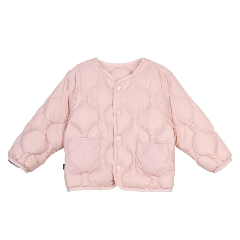 Picture of Girls' Light and Versatile Imitation down Jacket Long and Short 2024 Autum New Kidsren's Korean Fashionable Pure Color Jacket