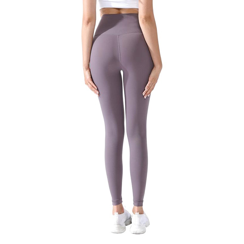 European and American Sports Sanding Naked Nine-point Fitness Pants Women's One-piece Quick-drying Tight High Waist Peach Hip Yoga Pants