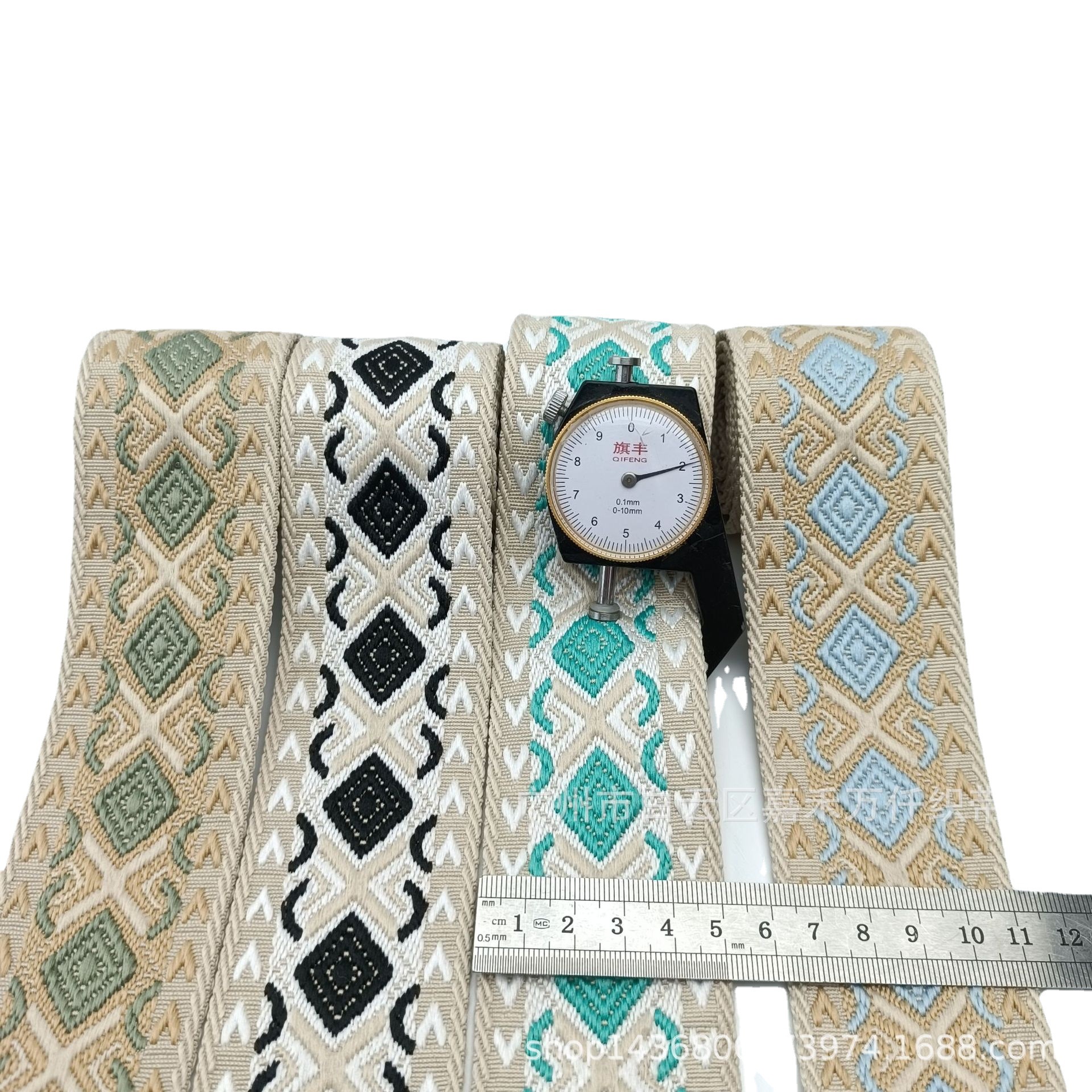 2 Inch Polyester Cotton Classical Modern New Diamond Jacquard Ribbon 5cm apricot Bottom Black and White Shoulder Bag Shoulder Strap