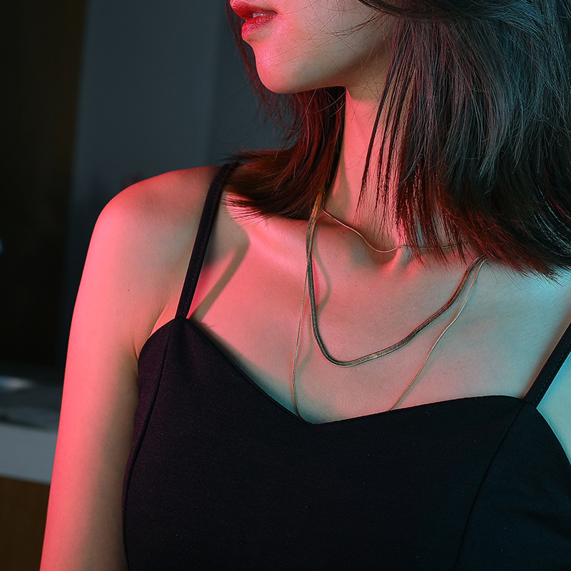 Picture of High-grade new multi-layer snake chain stacked necklace foreign trade European and American three-layer titanium steel TikTok live broadcast same LT232