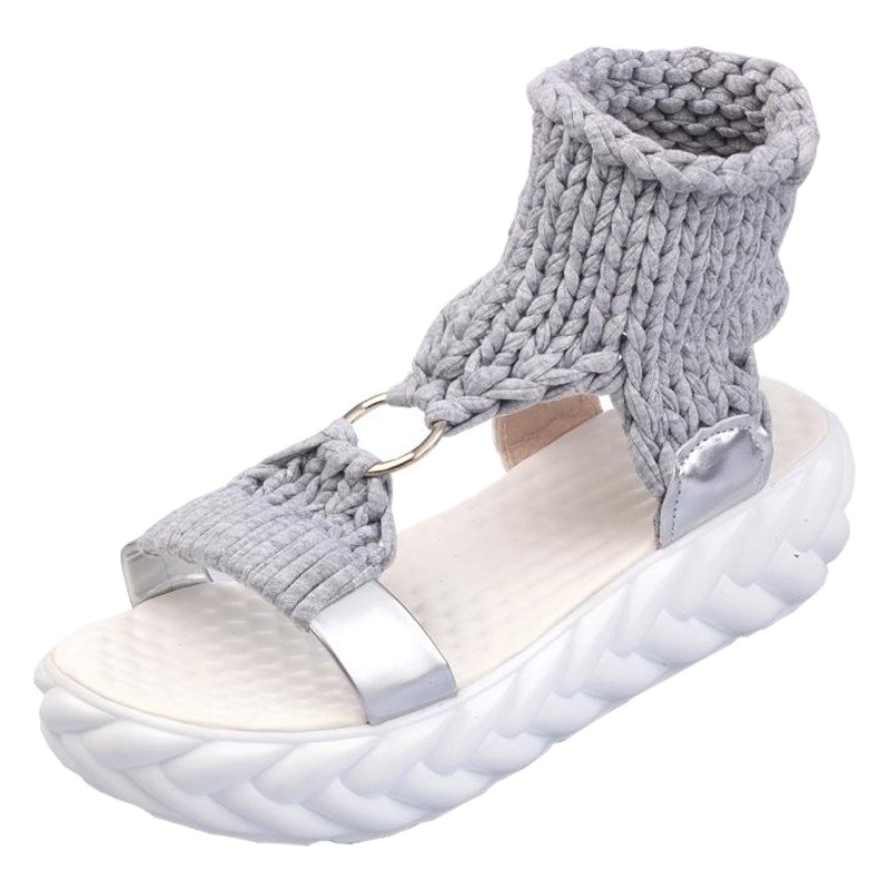 Cross-border Europe and the United States thick-soled women's sandals knitted wool platform bottom best selling Student women's shoes