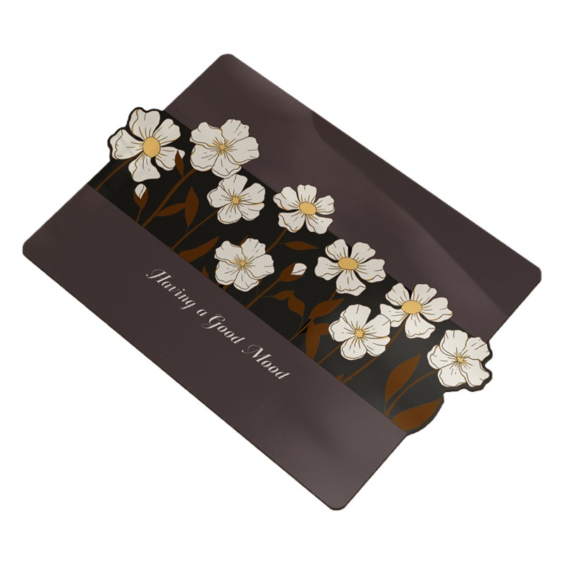 Cute Style Half Mu Flower Field Bathroom Door Absorbent Floor Mat Bathroom Diatom Mud Floor Mat Non-Slip Foot Mat Home