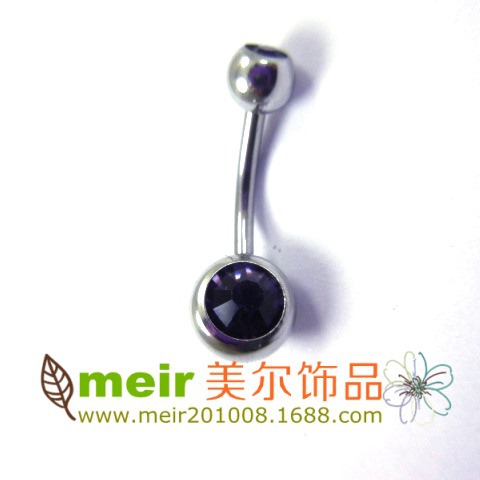 Picture of Meier Stainless Steel Double Diamond Umbilical Ring with Diamond Navel Buckle Cross-border Human Puncture Jewelry with Diamond Navel Nail