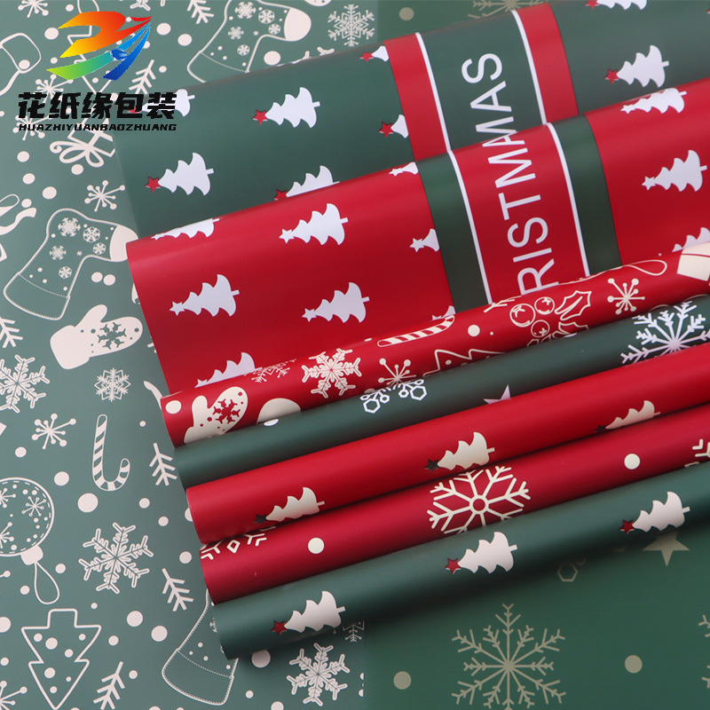 Christmas Series Waterproof Thickened Wrapping Paper Flower Gift DIY Paper Cartoon Santa Claus Christmas Tree