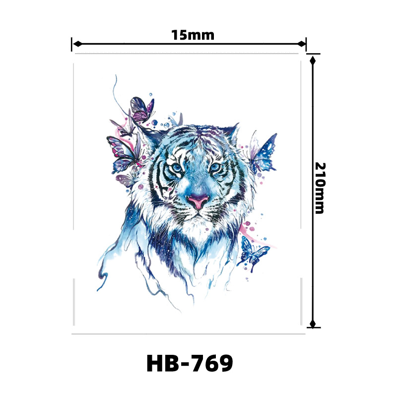 Picture of Factory wholesale tiger blood wolf head tattoo stickers to map custom small fresh English letters cartoon pattern stickers