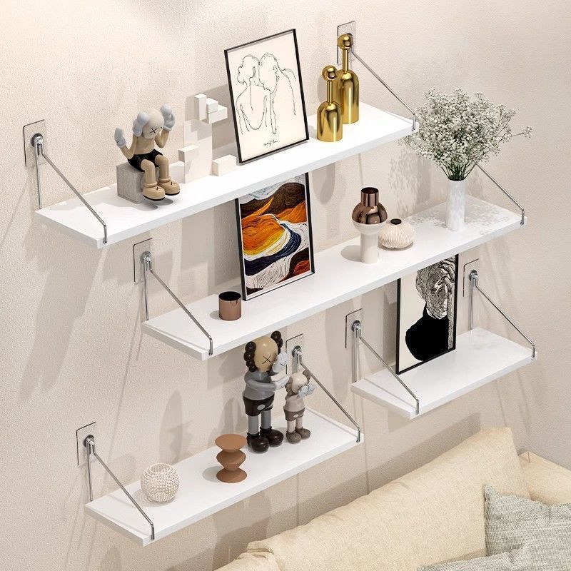 Picture of Wall Shelf Punch-free Living Room Wall Bedroom Bedside Storage Rack Wall-mounted Multi-layer Router Partition
