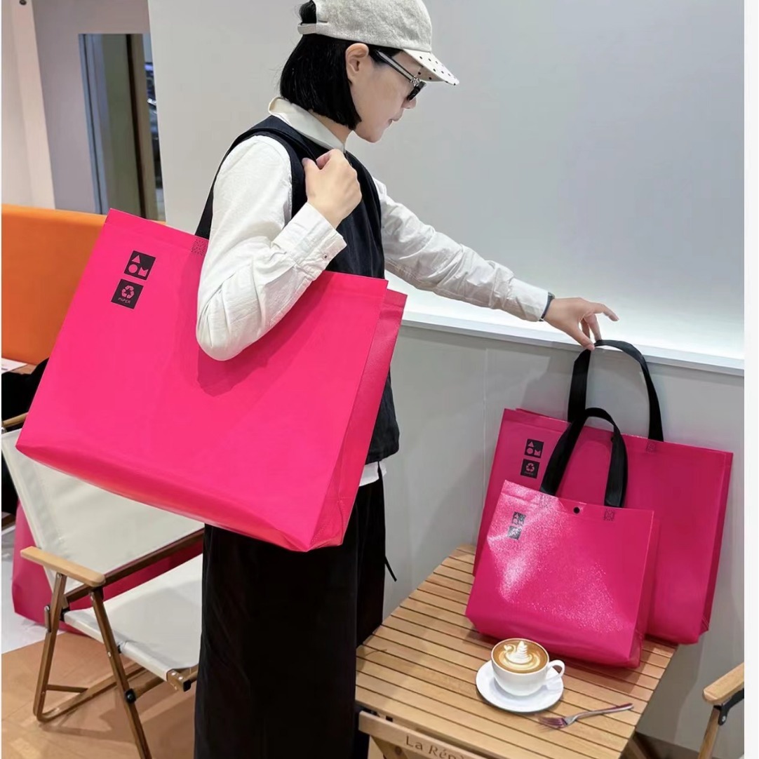 Fashion Color handbag clothing bag shoes bag plus store name non-woven fabric laminating bag Color Plus LOGO