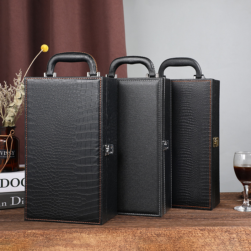 Spot red wine packaging gift box double red wine leather box with wine can add logo wine box gift box