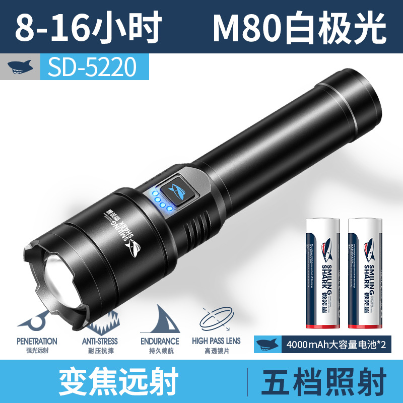 Picture of Outdoor Strong Light Aluminum Alloy Flashlight Telescopic Focus Large Capacity Electric Display Multi-Level Adjustment Flashlight