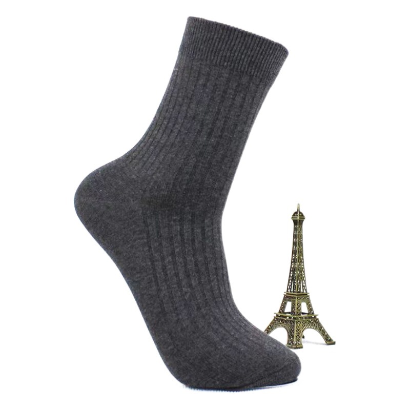 Autumn and Winter Double-Needle Men's Socks, Solid Color Socks, Business Sweat-Absorbent Cotton Socks, Men's Mid-Calf Black, White, and Gray Versatile Business Socks