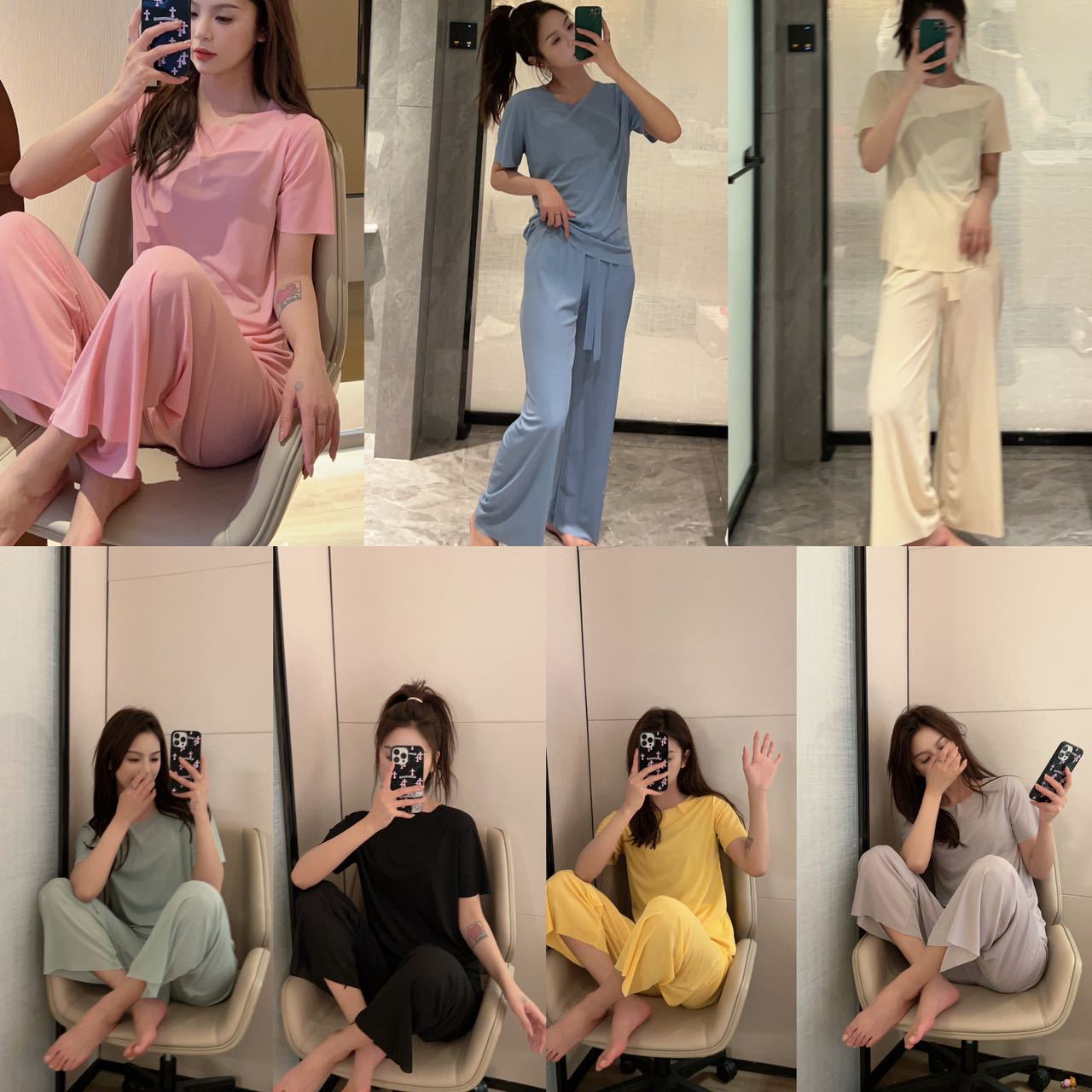Summer Soft Set Loungewear Ice Silk Pajamas for Women Casual Breathable Short Sleeve Cool Queen Two-Piece Breathable Ice Silk