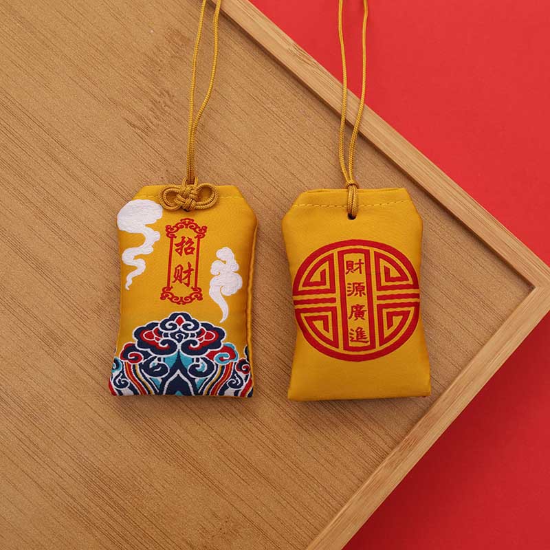 Picture of Wholesale Hanging Neck Chinese Embroidery Prayer Bag Small Purse Brocade Sachet Amulet Lucky Bag Guard Sachet Empty Bag